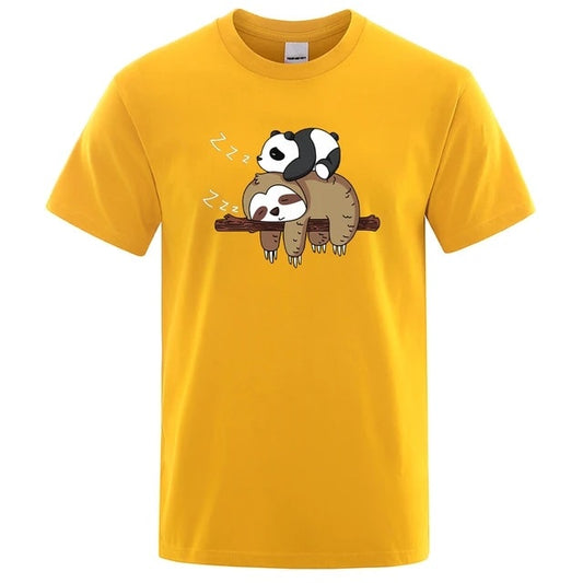 Panda Lying On A Sloth DTF Print T Shirt