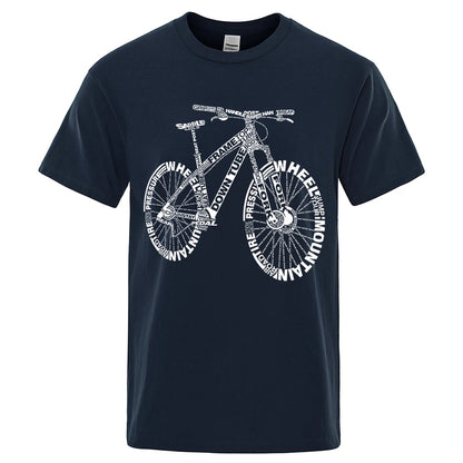 Alphabet Style Mountain Bike Funny DTF Print T Shirt