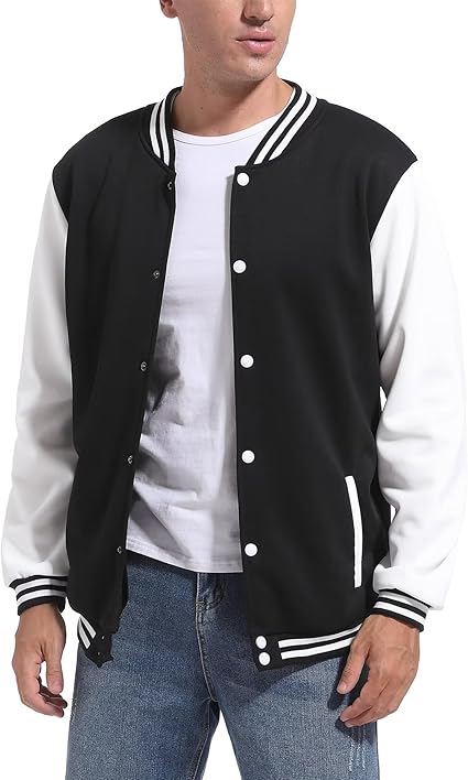 Solid Color Fleece Baseball Jacket