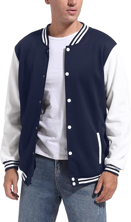 Solid Color Fleece Baseball Jacket