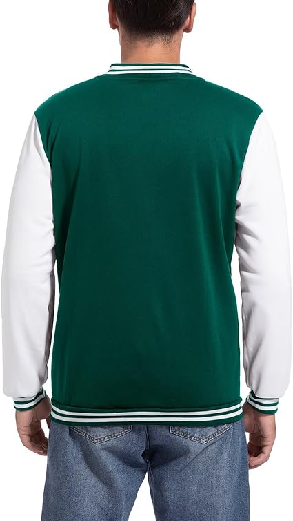 Solid Color Fleece Baseball Jacket