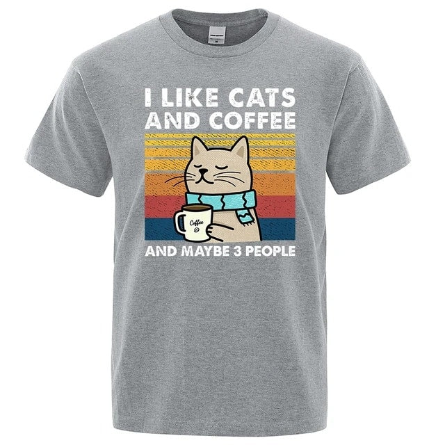 I Like Cats and Coffee Funny Street Funny DTF Print T Shirt