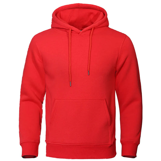 Red Plain Pullover Fleece Hoodie