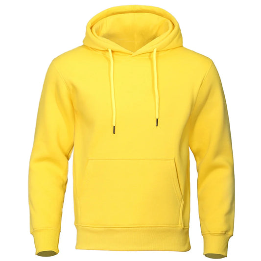 Yellow Plain Pullover Fleece Hoodie