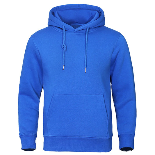 Royal Blue Plain Pullover Fleece Hoodie