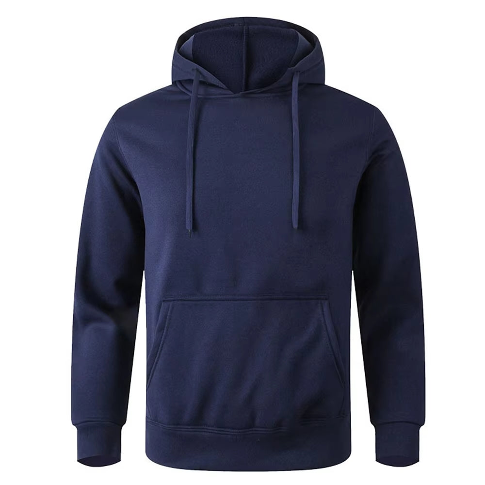 Navy Blue Plain Pullover Fleece Hoodie