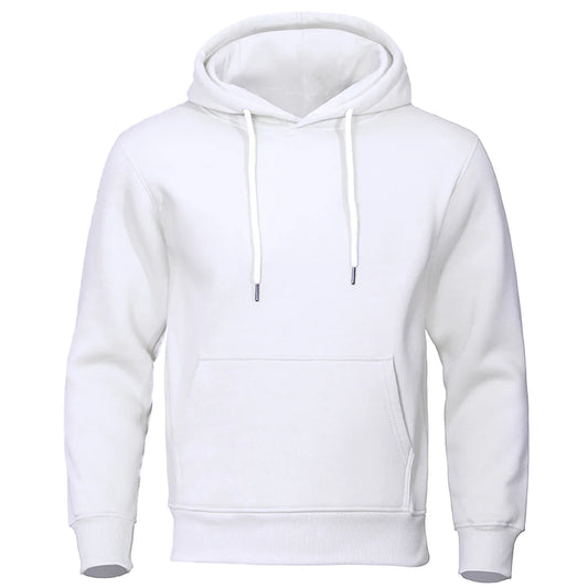 White Plain Pullover Fleece Hoodie