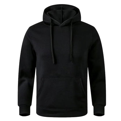 Black Plain Pullover Fleece Hoodie